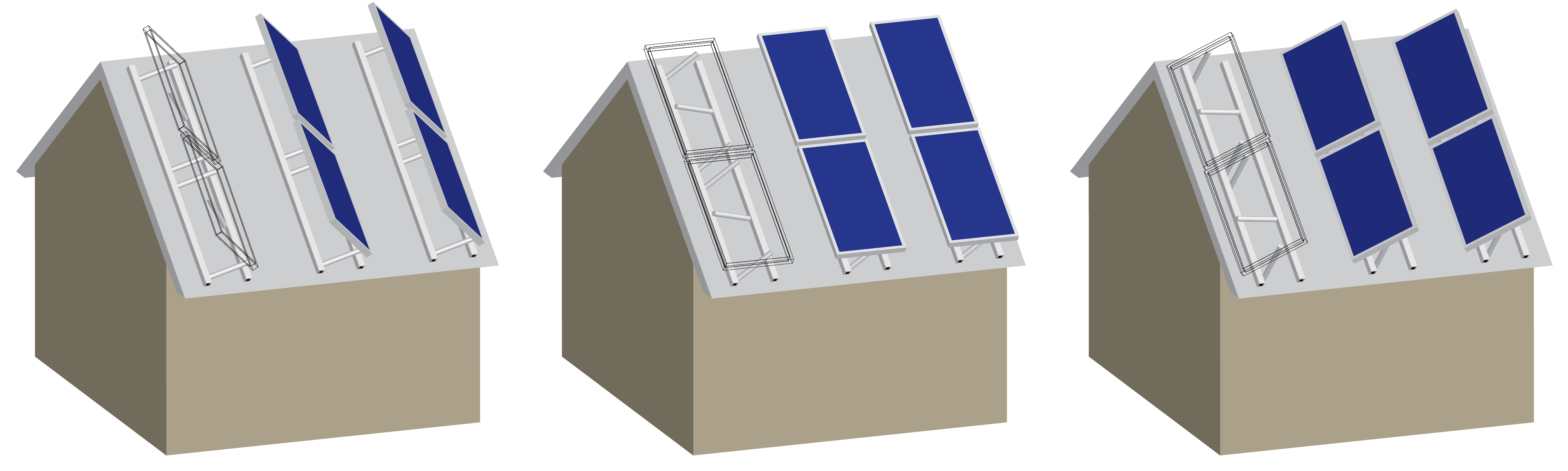 Cartoon schematic of inclined rooftop solar tracker